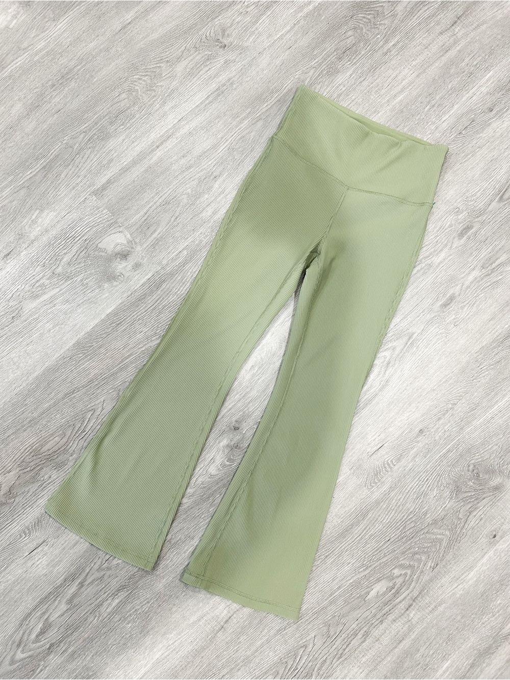 Athleta Sage Green Flared Ribbed Leggings